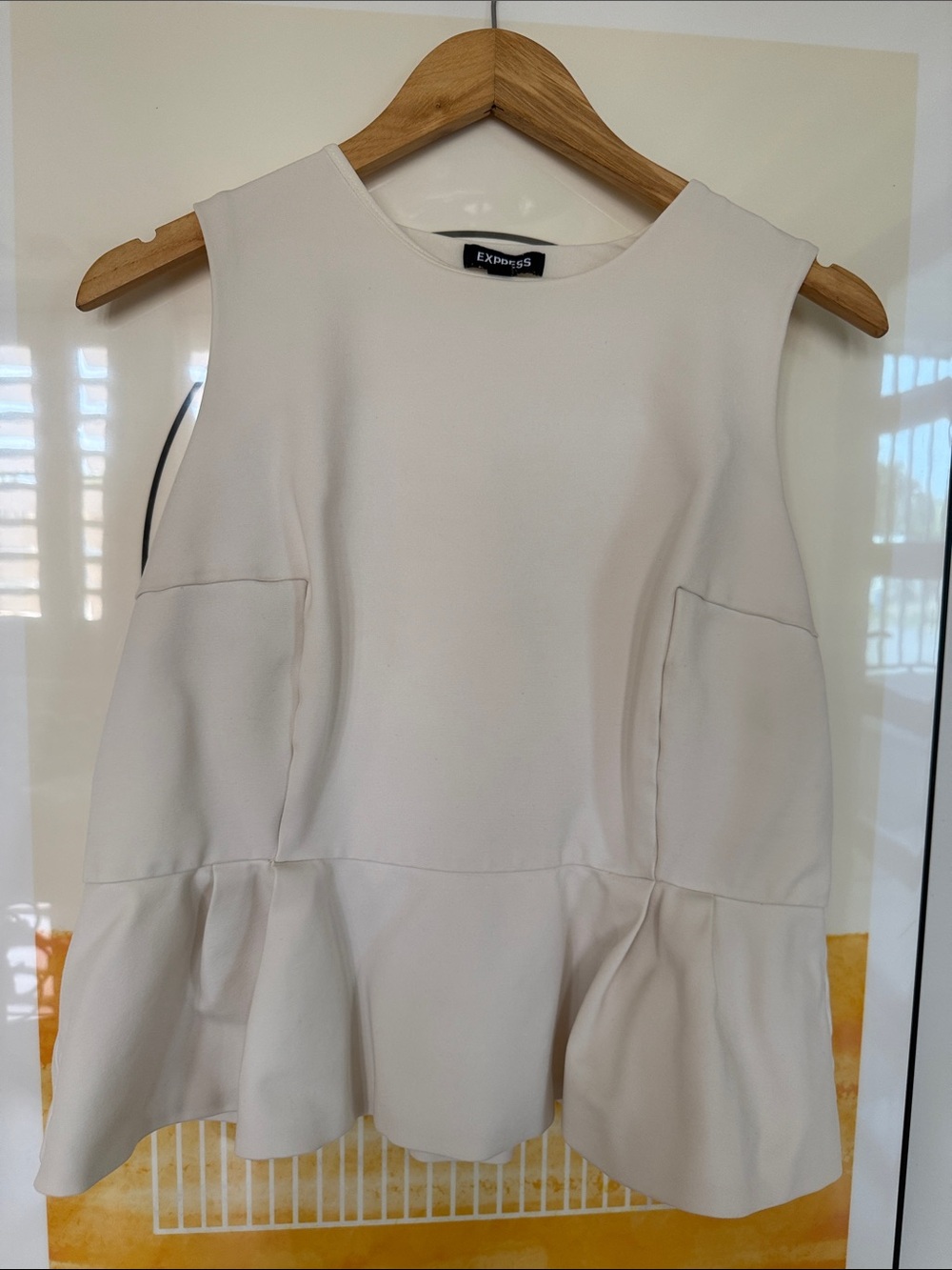 Express Women's Cream Peplum Sleeveless Top